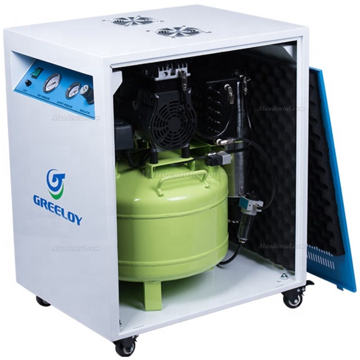Greeloy® GA-81X Dental Oilless Air Compressor With Drier and Silent Cabinet